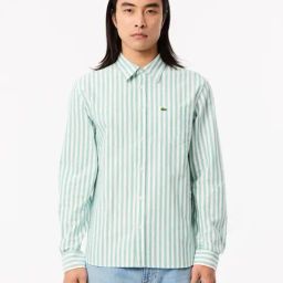 Lacoste Green Regular Fit Striped Shirt-image-28