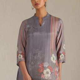 Soch Grey Regular Fit Floral Print Tunic-image-25