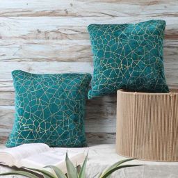 MFD HOME Furnishing Sea Green Velvet Cushion Cover - Set of 2-15
