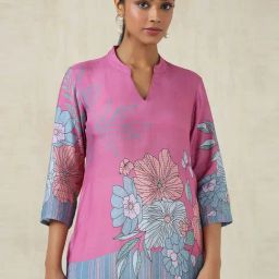 Soch Onion Pink Regular Fit Floral Print Tunic-image-58