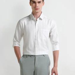 Arrow White Cotton Regular fit Stripes Shirt-picture-40