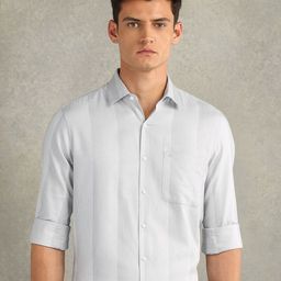 Arrow Men Textured Spread Collar Pure Cotton Formal Shirt-picture-0