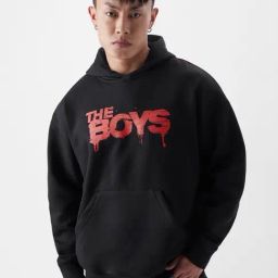 The Souled Store Black Cotton Loose Fit Printed Hooded Sweatshirts-image-28