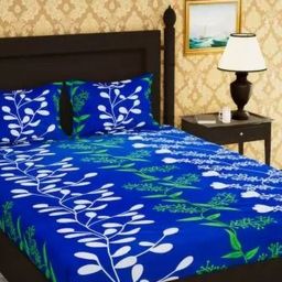 Aura Blue & Green 144 TC King Bedsheet with 2 Pillow Covers-image-79
