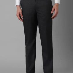 Louis Philippe Black Slim Fit Checks Trousers-picture-15