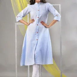 CHARUKRITI Blue Cotton Straight Kurta-image-75