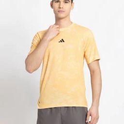 Adidas Orange Slim Fit Printed Sports T-Shirt-image-34