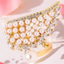 OOMPH Gold Tone Wing Shape Adjustable Finger Ring-image-93
