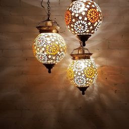Fos Lighting Gold-Toned & Off-White Self Design Hanging Cluster Light image 5