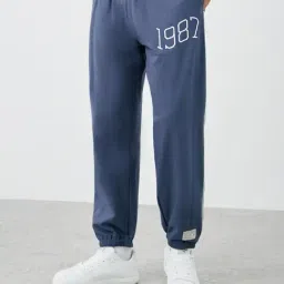 Styli Dark Blue Cotton Relaxed Fit Joggers-image-51