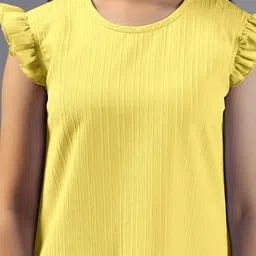 OMPAX Solid Flutter Sleeve A-Line Dress image 2