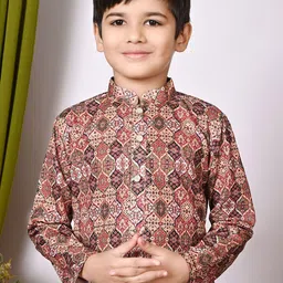 Cae Boys Ethnic Motifs Embroidered Regular Sequinned Kurta with Pyjamas image 4