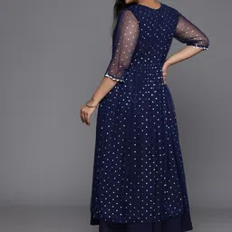 A PLUS BY AHALYAA Plus Size Polka Dots Print A-Line Maxi Ethnic Dress image 4