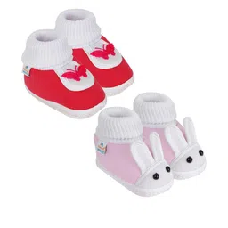 NESKA MODA Kids-Unisex Pink Cotton Booties-picture-39