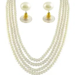 Sri Jagdamba Pearls Golden & Silver Alloy Necklace Set-image-92