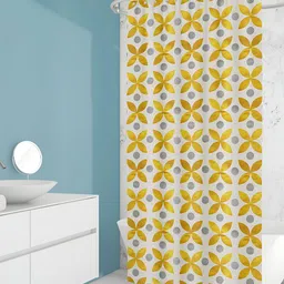 ArtzFolio Yellow & Grey Geometric Printed Waterproof Shower Curtain-image-60