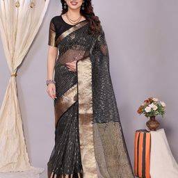 VILLAGIUS Embellished Sequinned Organza Designer Saree-12