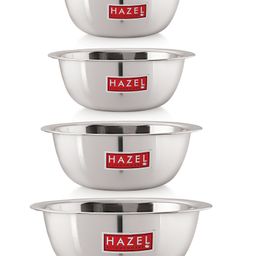 HAZEL Stainless Steel Mixing Bowl for Cake Batter Kitchen & Baking Accessories Silver - Pack of 4-15