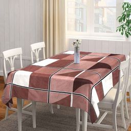 Fabinaliv Geometric 300 TC Cotton Blend Table Cover - Brown-26