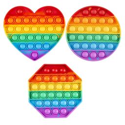 Vworld Xexagone Round Heart Shape Pop Bubble Stress Relieving Silicone Pop It Fidget Toy Pack of 3 - Multicolor-12