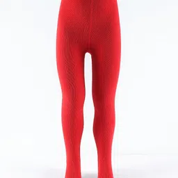 Pine Kids Cotton Knit Solid Colored Footie Tights - Red-picture-10