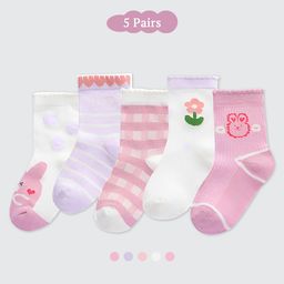 SYGA Set Of 5 Cotton Printed Socks - Pink-40