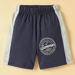Taeko Single Jersey Knit Knee Length Shorts with Summer Text Print & Tape Detailing - Charcoal Grey-image-45