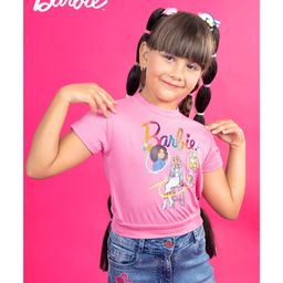 Barbie by Tiny Girl Mattel Featuring Half Sleeves Characters Printed Top - Pink-image-35