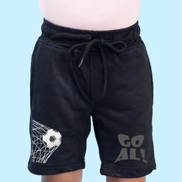 NUSYL Cotton Blend Goal Text Printed Shorts - Black-image-22