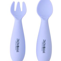 ZoZoBaa Baby Weaning Spoon & Fork Set, Chewable Silicone Utensils for Training Infants, Baby Led Self Feeding, 6 M+| Gum Friendly, BPA Free, Dishwasher Safe, Unbreakable, 1 Pair, Purple-13