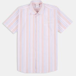 CAVIO Cotton Woven Half Sleeves Striped Shirt - Peach-picture-15