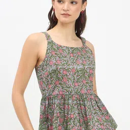 Imfashini Floral Print Cotton Blouson Top-picture-49