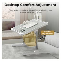 StarAndDaisy Baby Multi-Purpose Bed/Laptop Table with Foldable Legs, Multi Height Adjustment, Side Drawer & Tablet/Book Holder - Grey image 2