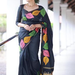 CaniBani Black Silk Blend Banarasi Sarees-picture-37