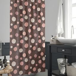 ArtzFolio Coffee Brown & Peach Geometric Printed Waterproof Shower Curtains-image-36