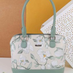 WALKWAY by Metro Floral Printed Structured Handheld Bag with Cut Work-picture-49