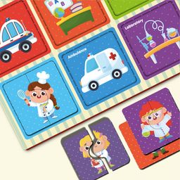 minileaves Mini Leaves Wooden Puzzle Profession Mix and Match Puzzle Early Learning Material - 12 Pieces image 4