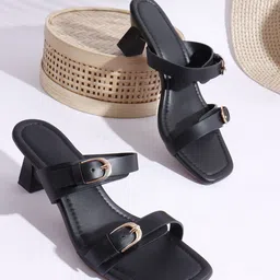 AVIVASTYLE Women Open Toe Block Sandals With Buckles-39