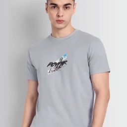Dcyphr Grey Regular Fit Wander Forever Graphic T-Shirt-image-2