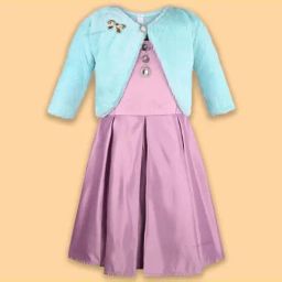 Wish Karo Kids Purple & Sea Blue Frock-image-75