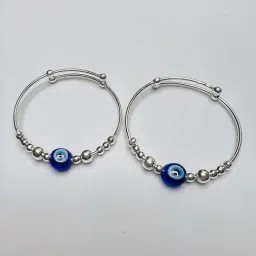 Arte Jewels 925 Sterling Silver Evil Eye Adjustable Bangles for Kids-image-36