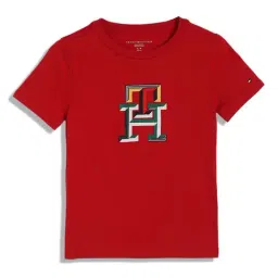 Tommy Hilfiger Kids Primary Red Colorblock Regular Fit T-Shirt-picture-1