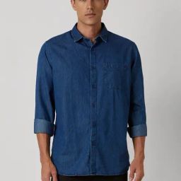 Van Heusen Blue Cotton Slim Fit Denim Shirt-image-18