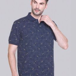 ELPIDA Men Conversational Printed Polo Collar Cotton T-shirt-image-36