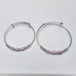 Arte Jewels 925 Sterling Silver Pink Beads Adjustable Bangles for Kids-picture-37