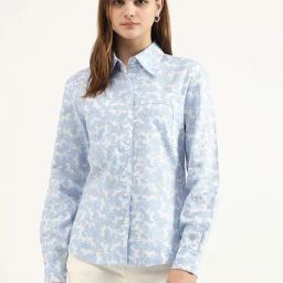 United Colors of Benetton Sky Blue Printed Shirt-image-59