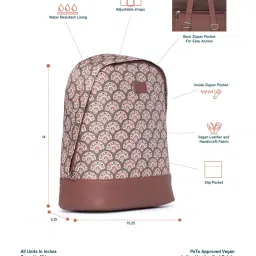 ZOUK Dome Daypack Brown Printed Mini Backpack image 2