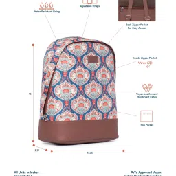 ZOUK Dome Daypack Blue Printed Mini Backpack image 2