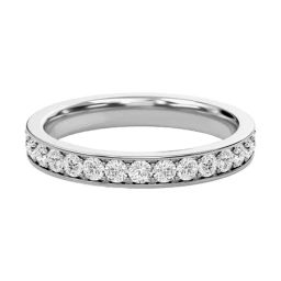 SHINE ETERNAL Lab Grown Diamond 18k (750) White Gold Round Prong Set Half Eternity Band for Women-picture-21