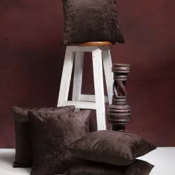 HOSTA HOMES Brown Velvet Cushion Covers - Set of 2-26